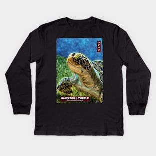 Hawksbill turtle - Black Kids Long Sleeve T-Shirt